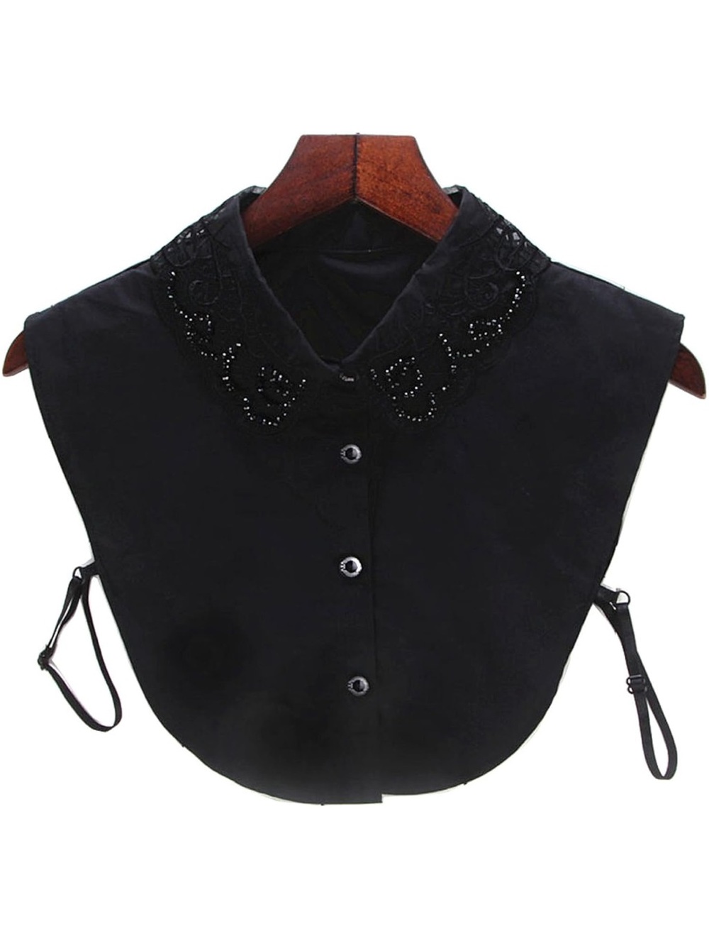 Black Beaded Detachable Peter Pan Collar Dickey, NWOT